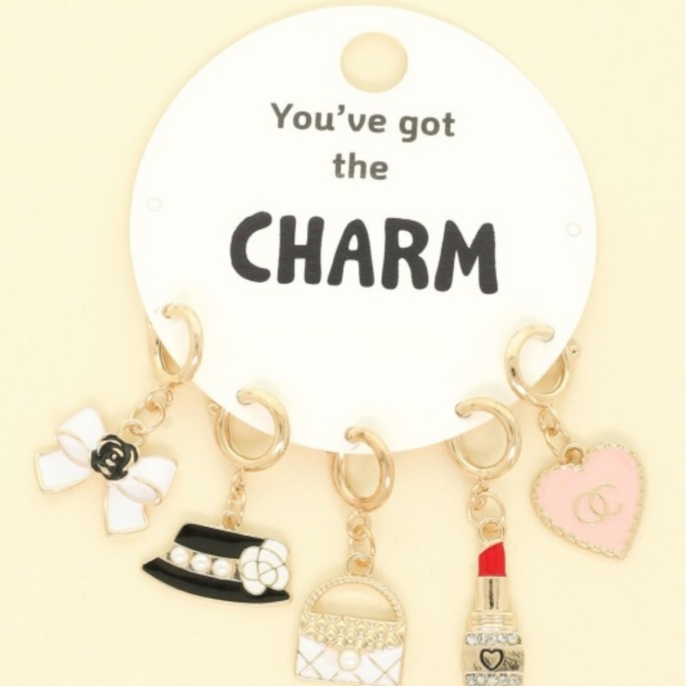 Gold and White Charm Set